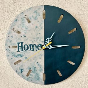 שעון קיר מעוצב כחול אפור