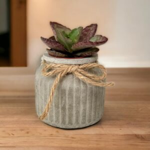 עציץ פסים מבטון אפור