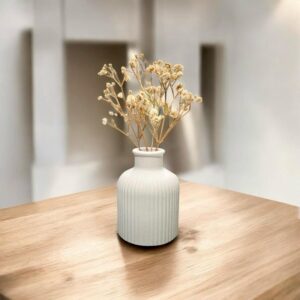 אגרטל פסים נמוך מבטון לבן