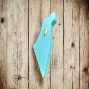 בית מזוזה מעוצב בצורת "ארץ ישראל" - בצבע טורקיז