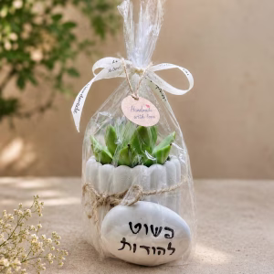 מארז עציץ וחלוק נחל "פשוט להודות"