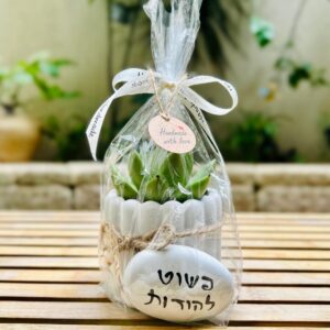 מארז עציץ וחלוק נחל "פשוט להודות"